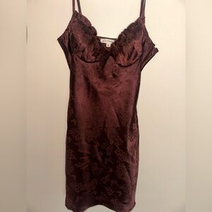 LA Hearts from Pacsun- Brown Floral Satin Slip Dress